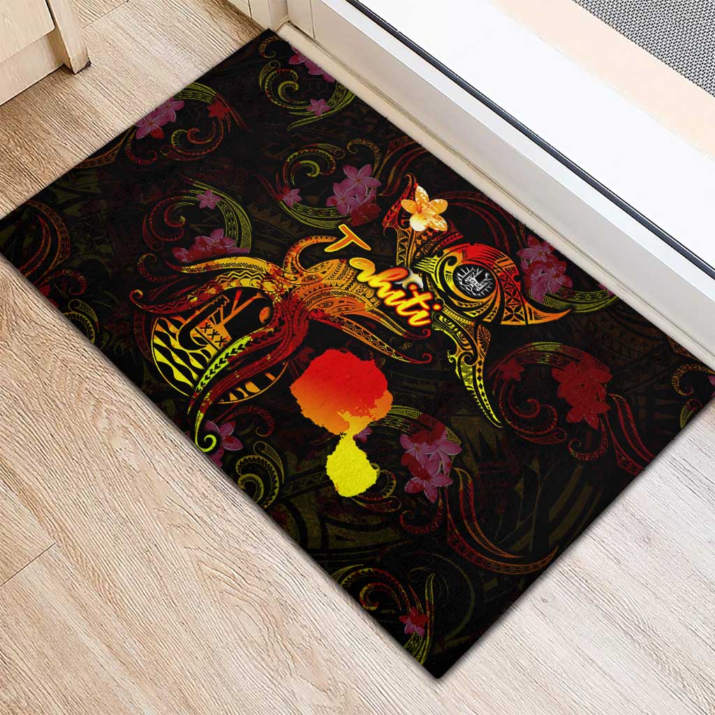 Tahiti French Polynesia Rubber Doormat Octopus Plumeria Polynesian Tattoo DT02 - Polynesian Pride