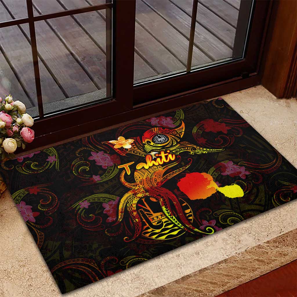 Tahiti French Polynesia Rubber Doormat Octopus Plumeria Polynesian Tattoo DT02 - Polynesian Pride
