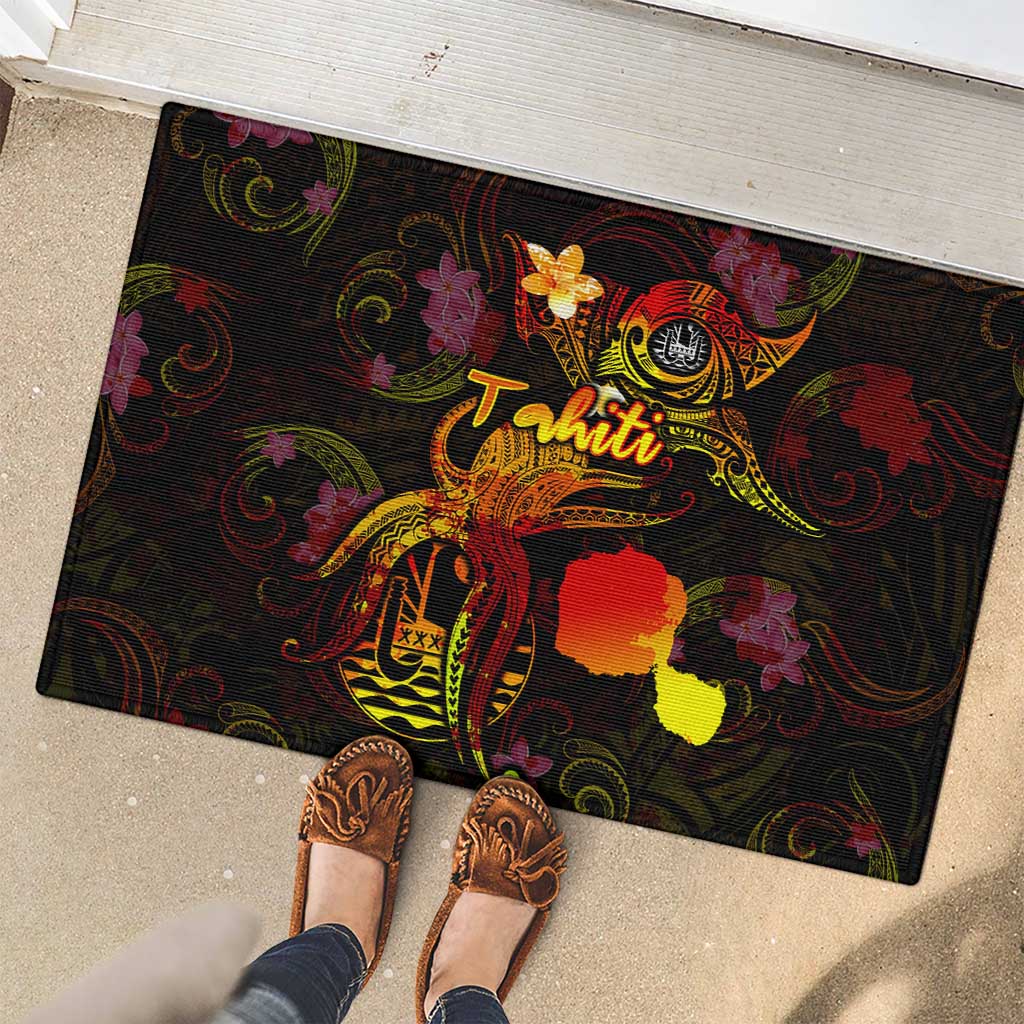Tahiti French Polynesia Rubber Doormat Octopus Plumeria Polynesian Tattoo DT02 - Polynesian Pride