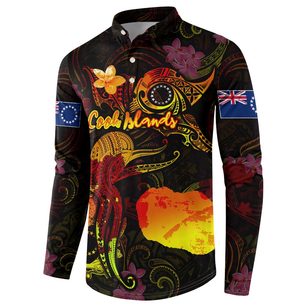 Cook Islands Button Sweatshirt Octopus Plumeria Polynesian Tattoo DT02 - Polynesian Pride