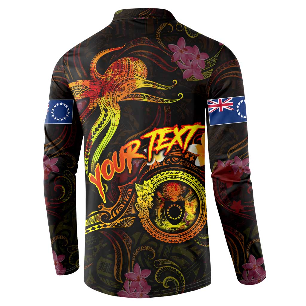 Cook Islands Button Sweatshirt Octopus Plumeria Polynesian Tattoo DT02 - Polynesian Pride