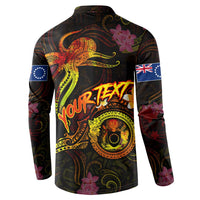 Cook Islands Button Sweatshirt Octopus Plumeria Polynesian Tattoo DT02 - Polynesian Pride
