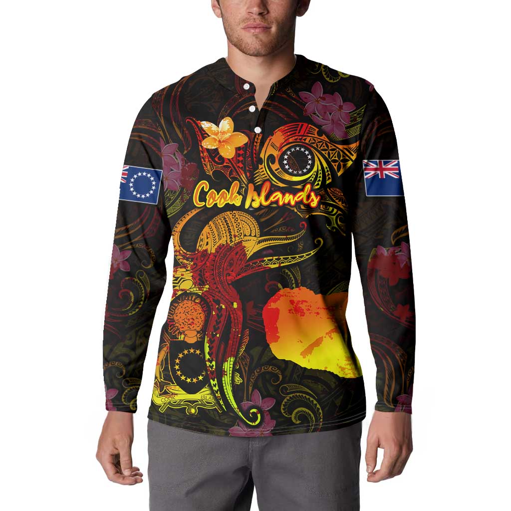 Cook Islands Button Sweatshirt Octopus Plumeria Polynesian Tattoo DT02 - Polynesian Pride