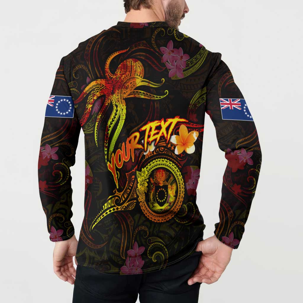 Cook Islands Button Sweatshirt Octopus Plumeria Polynesian Tattoo DT02 - Polynesian Pride