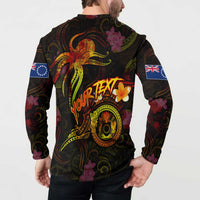 Cook Islands Button Sweatshirt Octopus Plumeria Polynesian Tattoo DT02 - Polynesian Pride