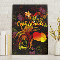 Cook Islands Canvas Wall Art Octopus Plumeria Polynesian Tattoo DT02 Without Frame Black - Polynesian Pride