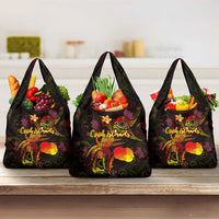 Cook Islands Grocery Bag Octopus Plumeria Polynesian Tattoo DT02 3-pack One Size Black - Polynesian Pride