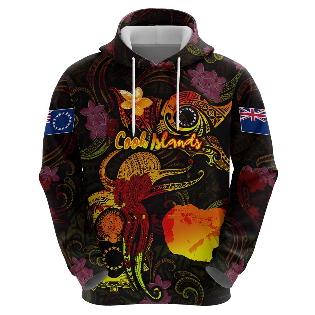 Cook Islands Hoodie Octopus Plumeria Polynesian Tattoo DT02 - Polynesian Pride