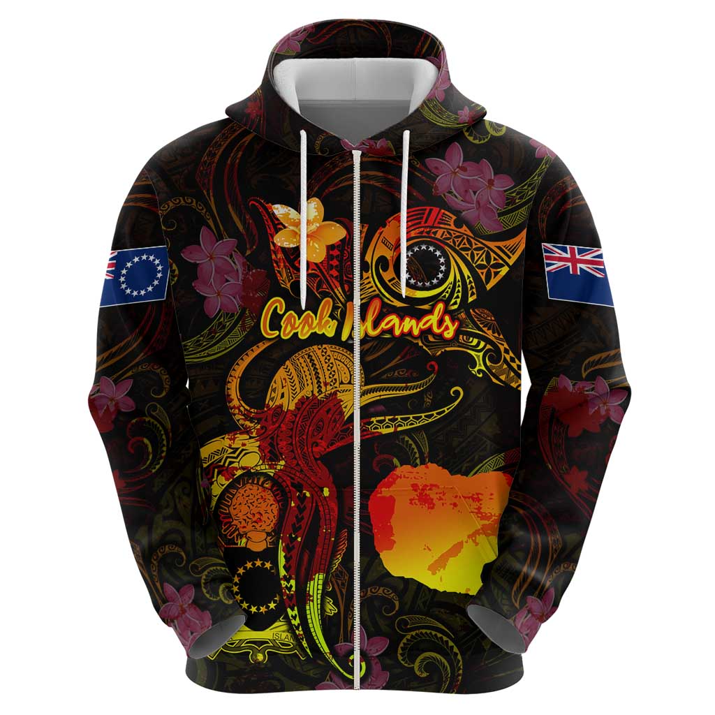 Cook Islands Hoodie Octopus Plumeria Polynesian Tattoo DT02 - Polynesian Pride