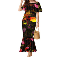 Cook Islands Mermaid Dress Octopus Plumeria Polynesian Tattoo DT02 Women Black - Polynesian Pride