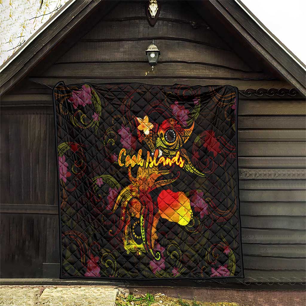 Cook Islands Quilt Octopus Plumeria Polynesian Tattoo DT02 - Polynesian Pride