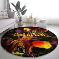 Cook Islands Round Carpet Octopus Plumeria Polynesian Tattoo DT02 - Polynesian Pride