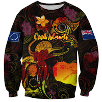 Cook Islands Sweatshirt Octopus Plumeria Polynesian Tattoo DT02 Unisex Black - Polynesian Pride