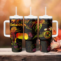 Cook Islands Tumbler With Handle Octopus Plumeria Polynesian Tattoo DT02 - Polynesian Pride