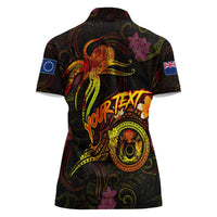 Cook Islands Women Polo Shirt Octopus Plumeria Polynesian Tattoo DT02 - Polynesian Pride