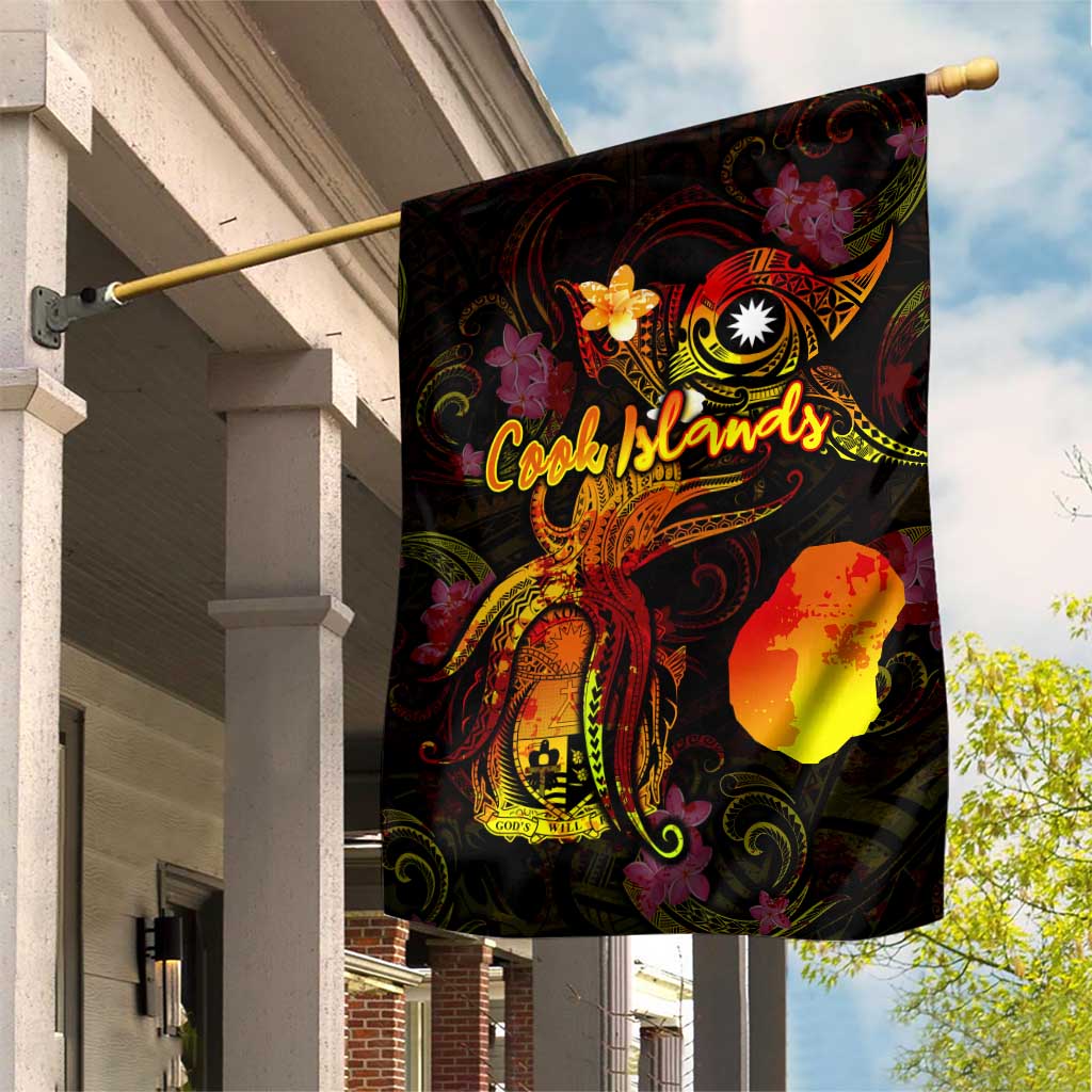Nauru Garden Flag Octopus Plumeria Polynesian Tattoo DT02 House Flag Black - Polynesian Pride