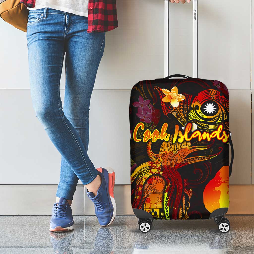Nauru Luggage Cover Octopus Plumeria Polynesian Tattoo DT02 - Polynesian Pride