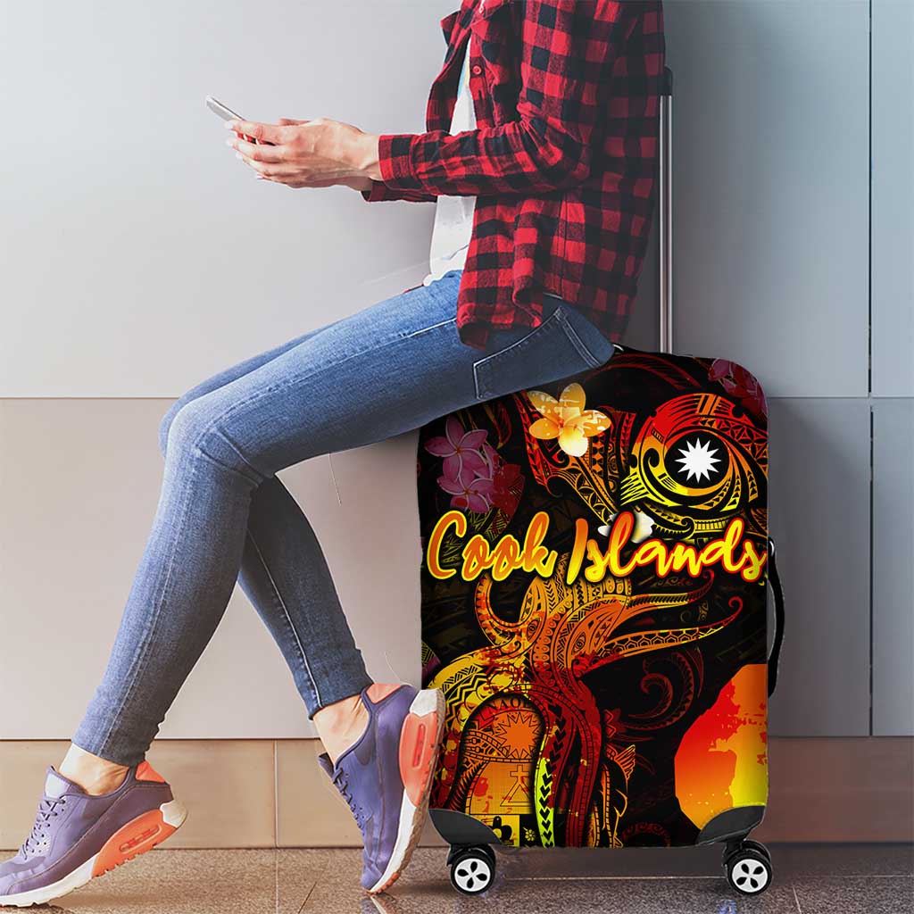 Nauru Luggage Cover Octopus Plumeria Polynesian Tattoo DT02 - Polynesian Pride