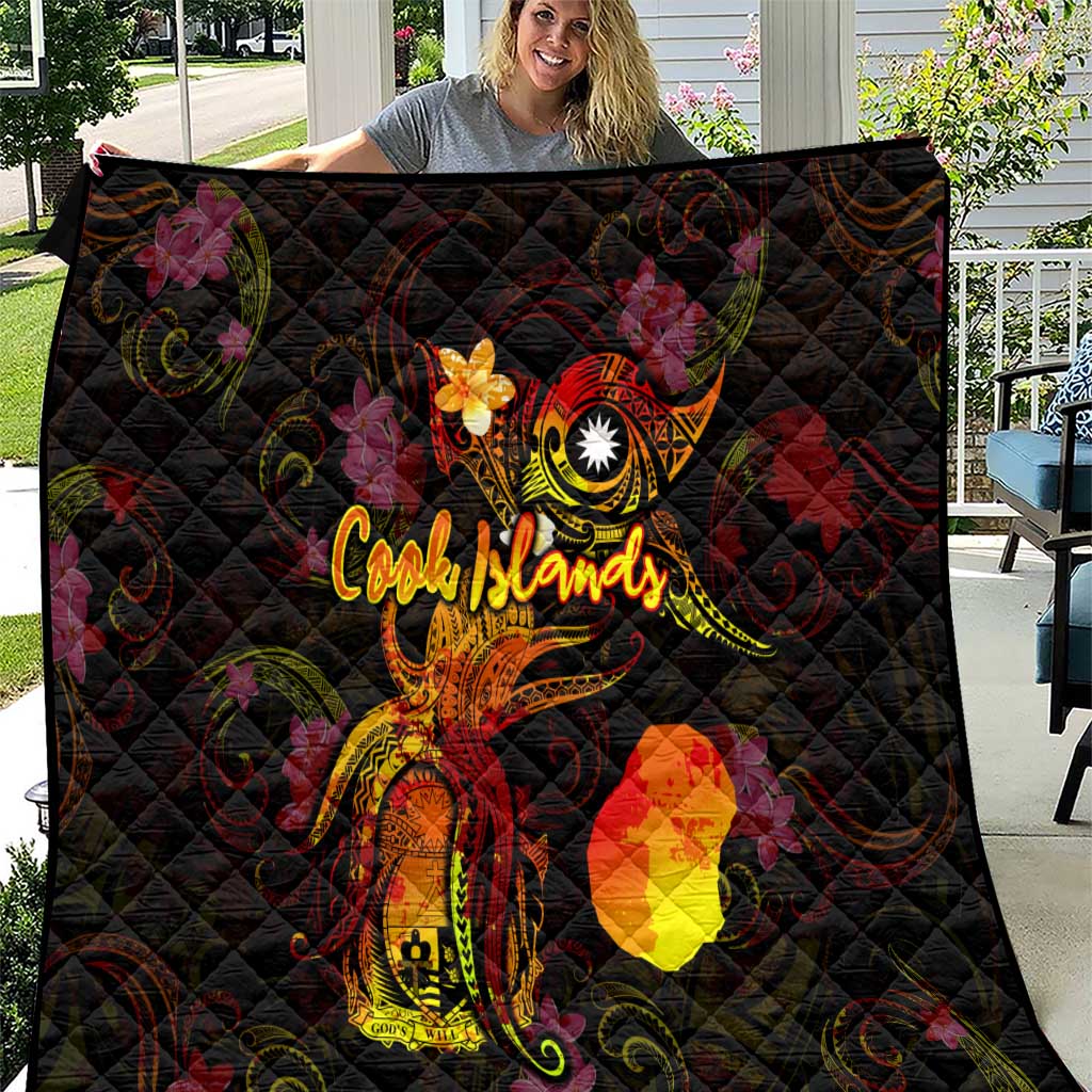 Nauru Quilt Octopus Plumeria Polynesian Tattoo DT02 Black - Polynesian Pride
