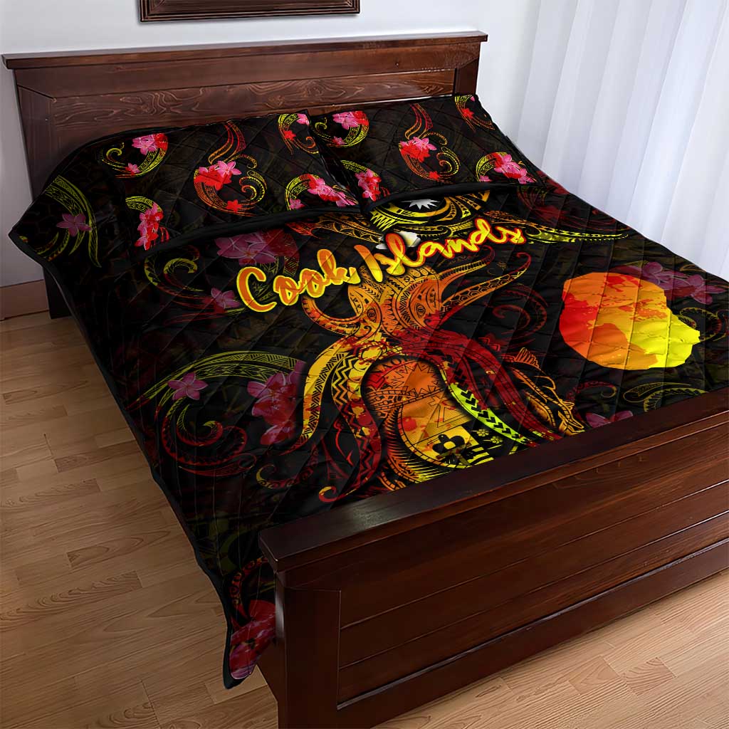 Nauru Quilt Bed Set Octopus Plumeria Polynesian Tattoo DT02 - Polynesian Pride