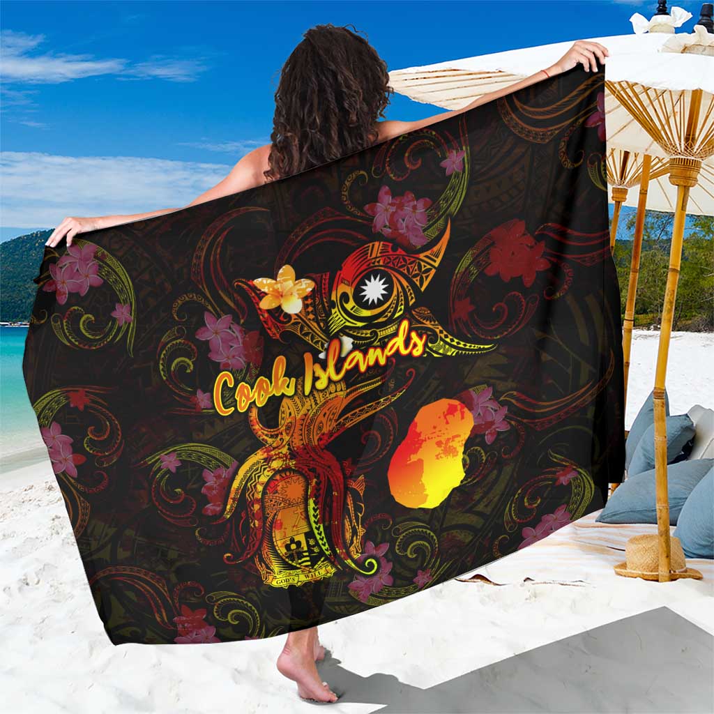 Nauru Sarong Octopus Plumeria Polynesian Tattoo DT02 One Size 44 x 66 inches Black - Polynesian Pride