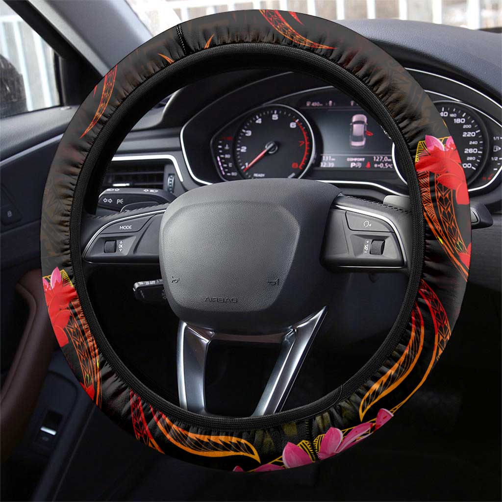 Nauru Steering Wheel Cover Octopus Plumeria Polynesian Tattoo DT02 - Polynesian Pride