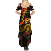 Nauru Summer Maxi Dress Octopus Plumeria Polynesian Tattoo DT02 - Polynesian Pride