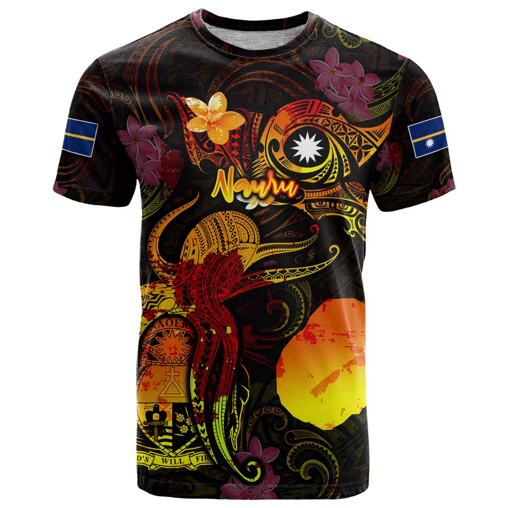 Nauru T Shirt Octopus Plumeria Polynesian Tattoo DT02 Black - Polynesian Pride