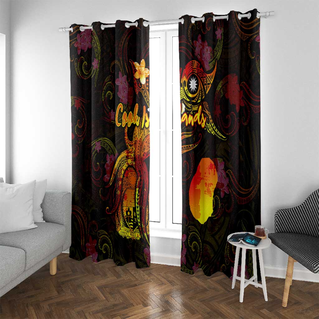 Nauru Window Curtain Octopus Plumeria Polynesian Tattoo DT02 With Grommets Black - Polynesian Pride