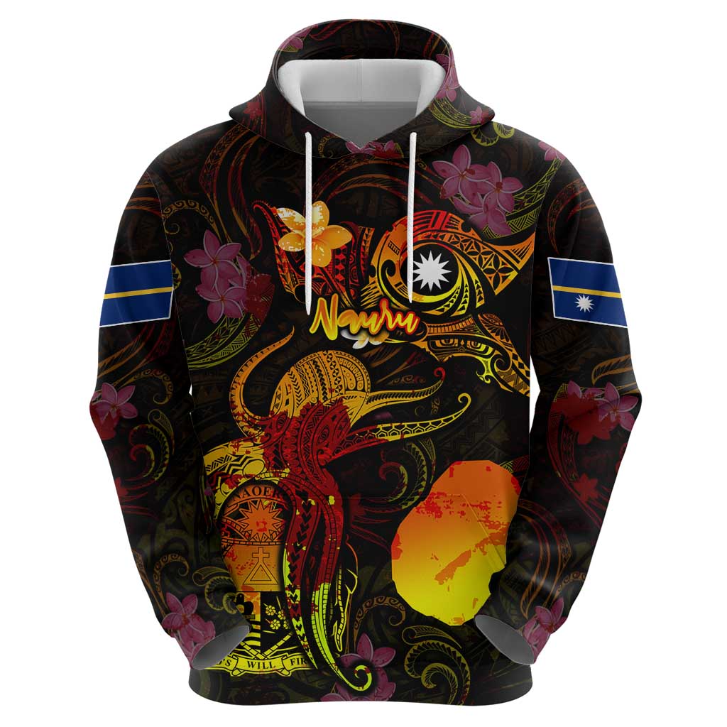 Nauru Zip Hoodie Octopus Plumeria Polynesian Tattoo DT02 - Polynesian Pride