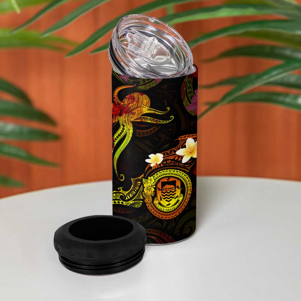 Tuvalu 4 in 1 Can Cooler Tumbler Octopus Plumeria Polynesian Tattoo DT02 - Polynesian Pride
