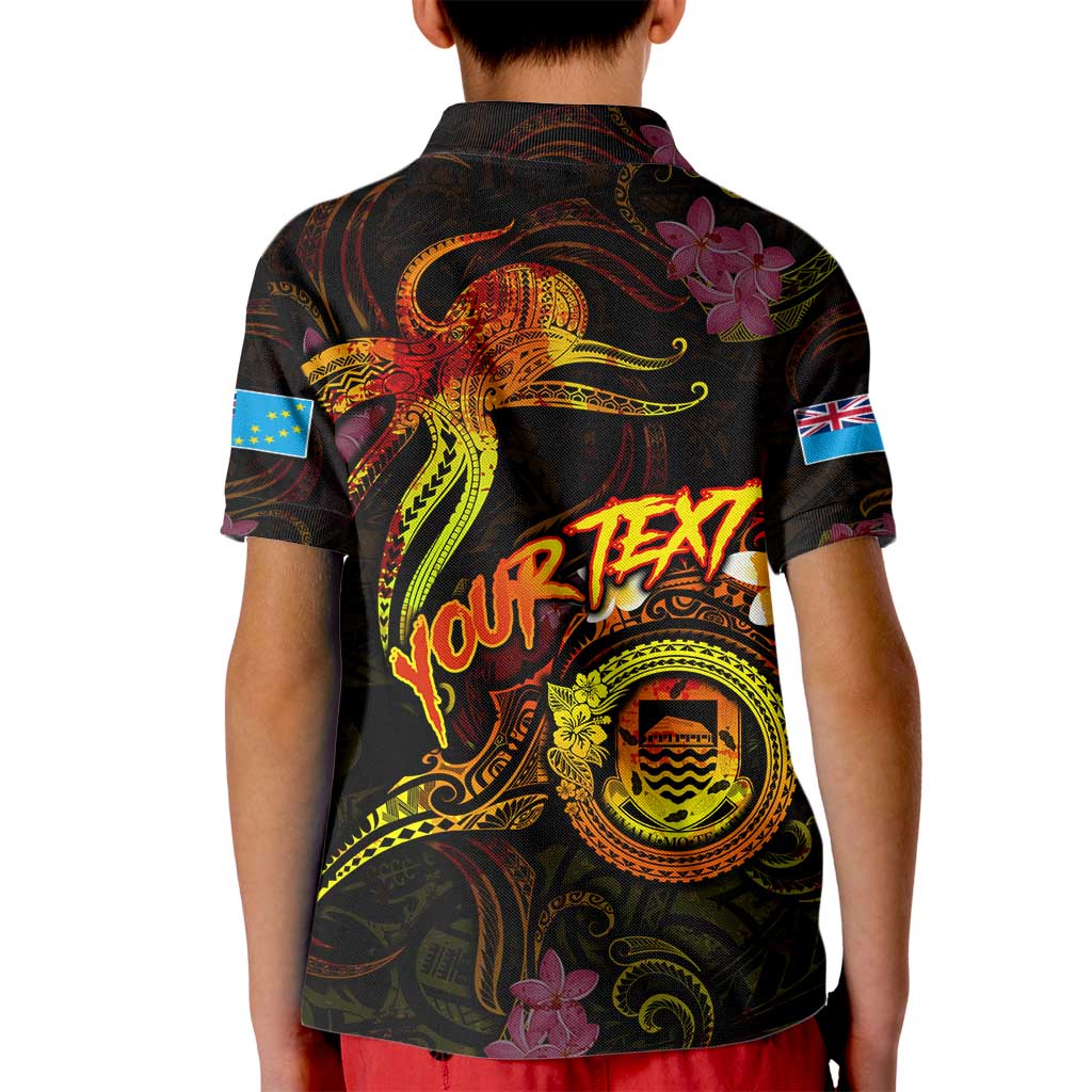 Tuvalu Kid Polo Shirt Octopus Plumeria Polynesian Tattoo DT02 - Polynesian Pride