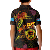 Tuvalu Kid Polo Shirt Octopus Plumeria Polynesian Tattoo DT02 - Polynesian Pride