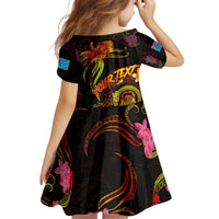 Tuvalu Kid Short Sleeve Dress Octopus Plumeria Polynesian Tattoo DT02 - Polynesian Pride