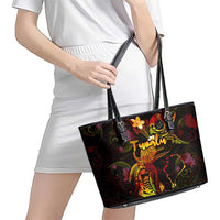 Tuvalu Leather Tote Bag Octopus Plumeria Polynesian Tattoo DT02 - Polynesian Pride
