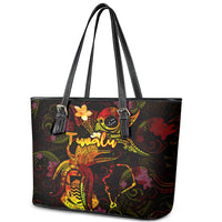 Tuvalu Leather Tote Bag Octopus Plumeria Polynesian Tattoo DT02 - Polynesian Pride