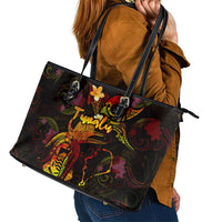 Tuvalu Leather Tote Bag Octopus Plumeria Polynesian Tattoo DT02 - Polynesian Pride