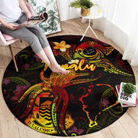 Tuvalu Round Carpet Octopus Plumeria Polynesian Tattoo DT02 - Polynesian Pride