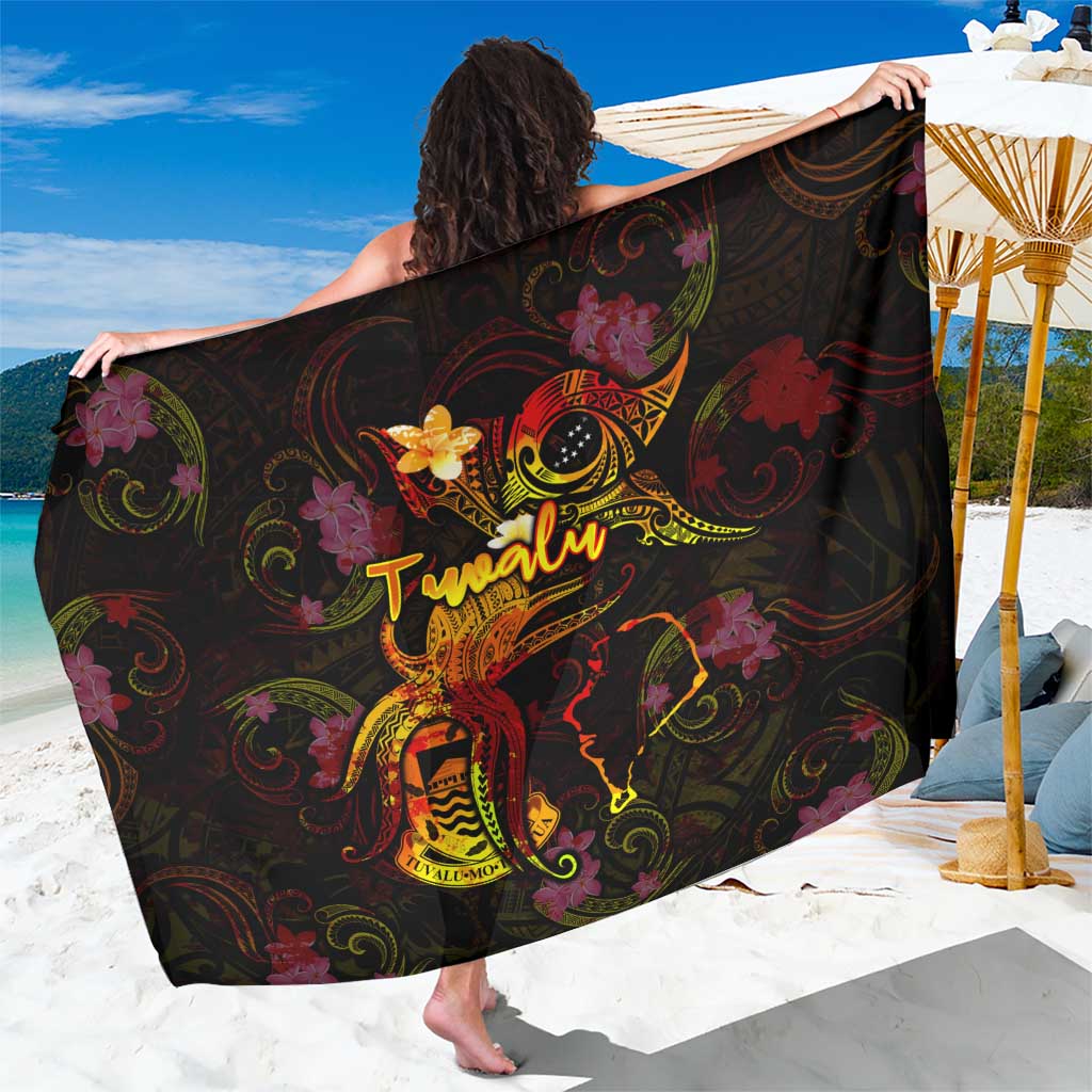 Tuvalu Sarong Octopus Plumeria Polynesian Tattoo DT02 One Size 44 x 66 inches Black - Polynesian Pride
