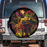 Tuvalu Spare Tire Cover Octopus Plumeria Polynesian Tattoo DT02 Black - Polynesian Pride