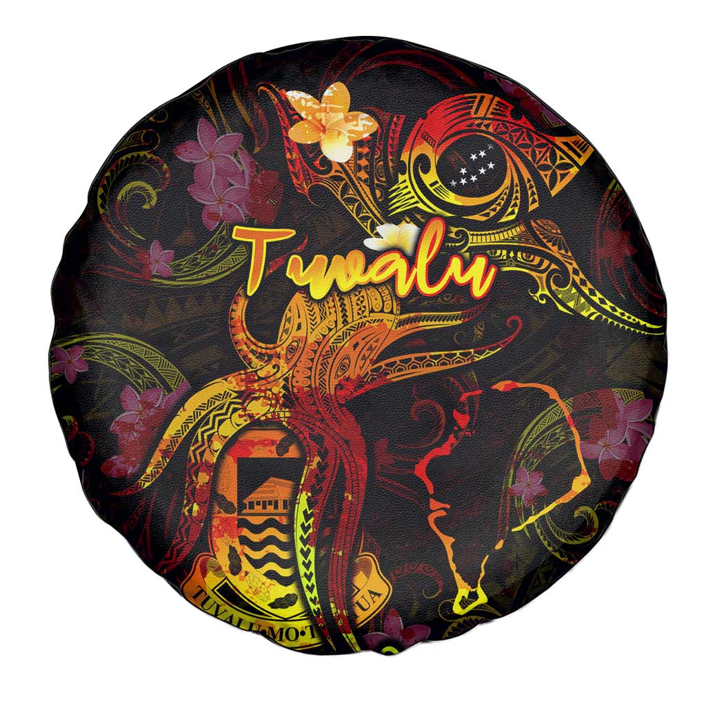 Tuvalu Spare Tire Cover Octopus Plumeria Polynesian Tattoo DT02 - Polynesian Pride