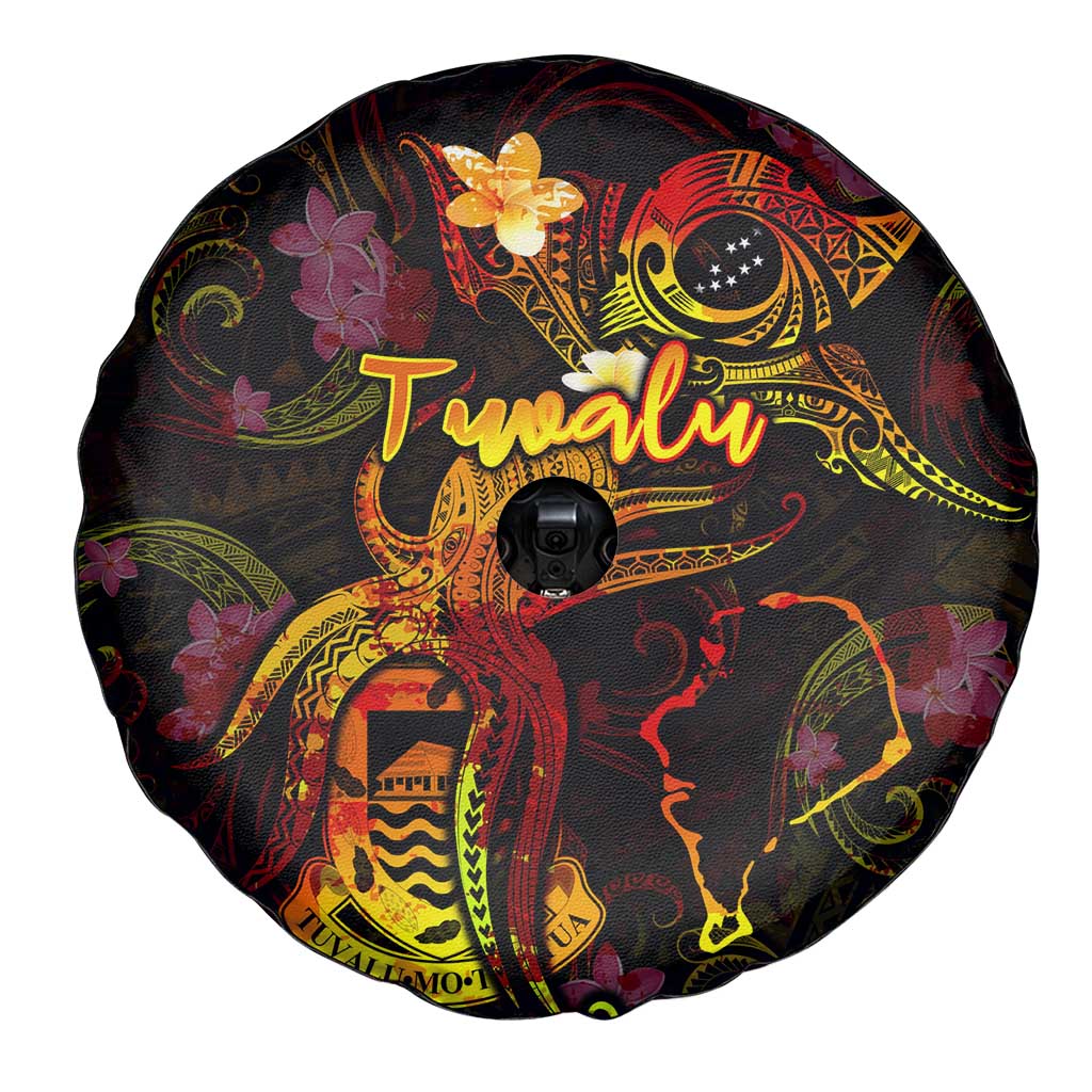 Tuvalu Spare Tire Cover Octopus Plumeria Polynesian Tattoo DT02 - Polynesian Pride