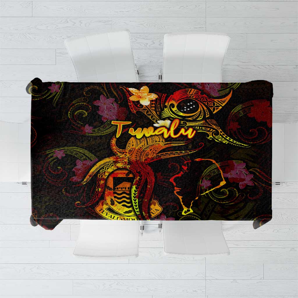 Tuvalu Tablecloth Octopus Plumeria Polynesian Tattoo DT02 Black - Polynesian Pride