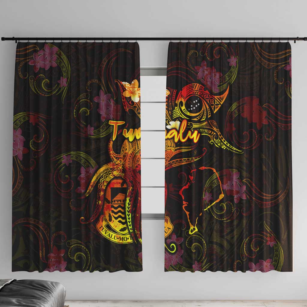 Tuvalu Window Curtain Octopus Plumeria Polynesian Tattoo DT02 With Hooks Black - Polynesian Pride