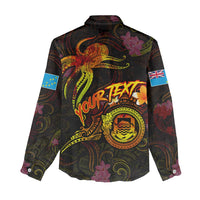 Tuvalu Women Casual Shirt Octopus Plumeria Polynesian Tattoo DT02 - Polynesian Pride