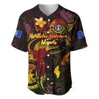 Northern Mariana Islands Baseball Jersey Octopus Plumeria Polynesian Tattoo DT02 Black - Polynesian Pride