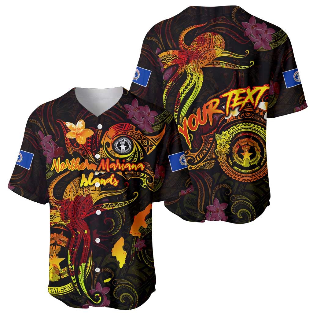 Northern Mariana Islands Baseball Jersey Octopus Plumeria Polynesian Tattoo DT02 - Polynesian Pride