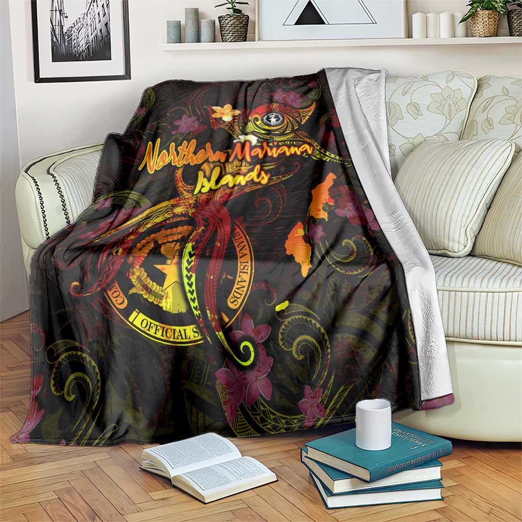 Northern Mariana Islands Blanket Octopus Plumeria Polynesian Tattoo DT02 Black - Polynesian Pride