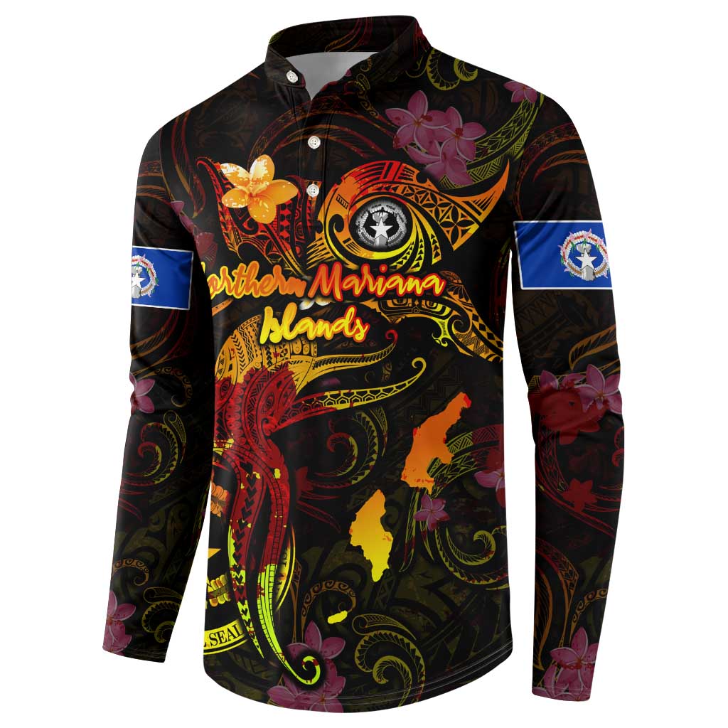 Northern Mariana Islands Button Sweatshirt Octopus Plumeria Polynesian Tattoo DT02 - Polynesian Pride