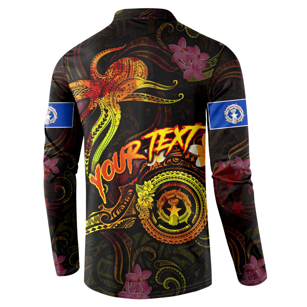 Northern Mariana Islands Button Sweatshirt Octopus Plumeria Polynesian Tattoo DT02 - Polynesian Pride